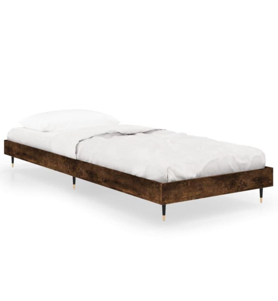 Cadre de lit chêne fumé 75x190 cm bois d'ingénierie