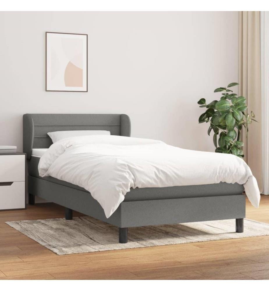 Boxspringbett mit Matratze Dunkelgrau 90x190 cm Stoff