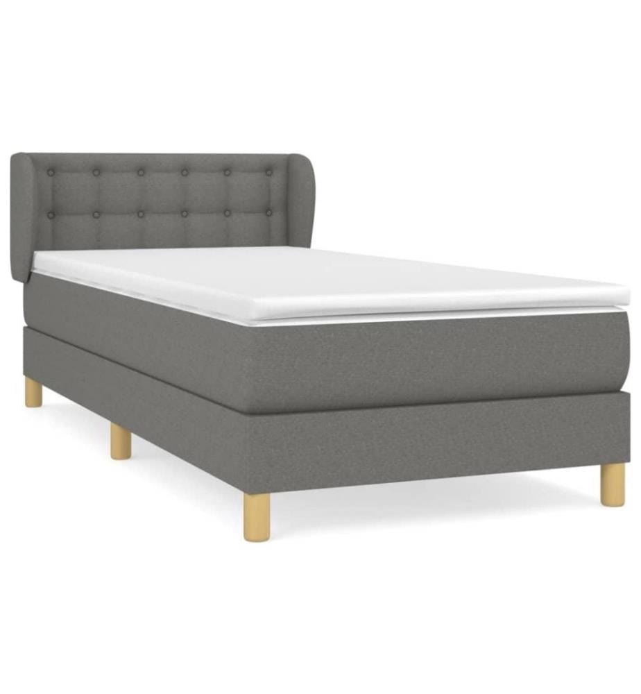 Boxspringbett mit Matratze Dunkelgrau 90x190 cm Stoff