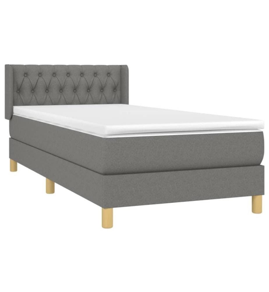 Boxspringbett mit Matratze Dunkelgrau 90x190 cm Stoff