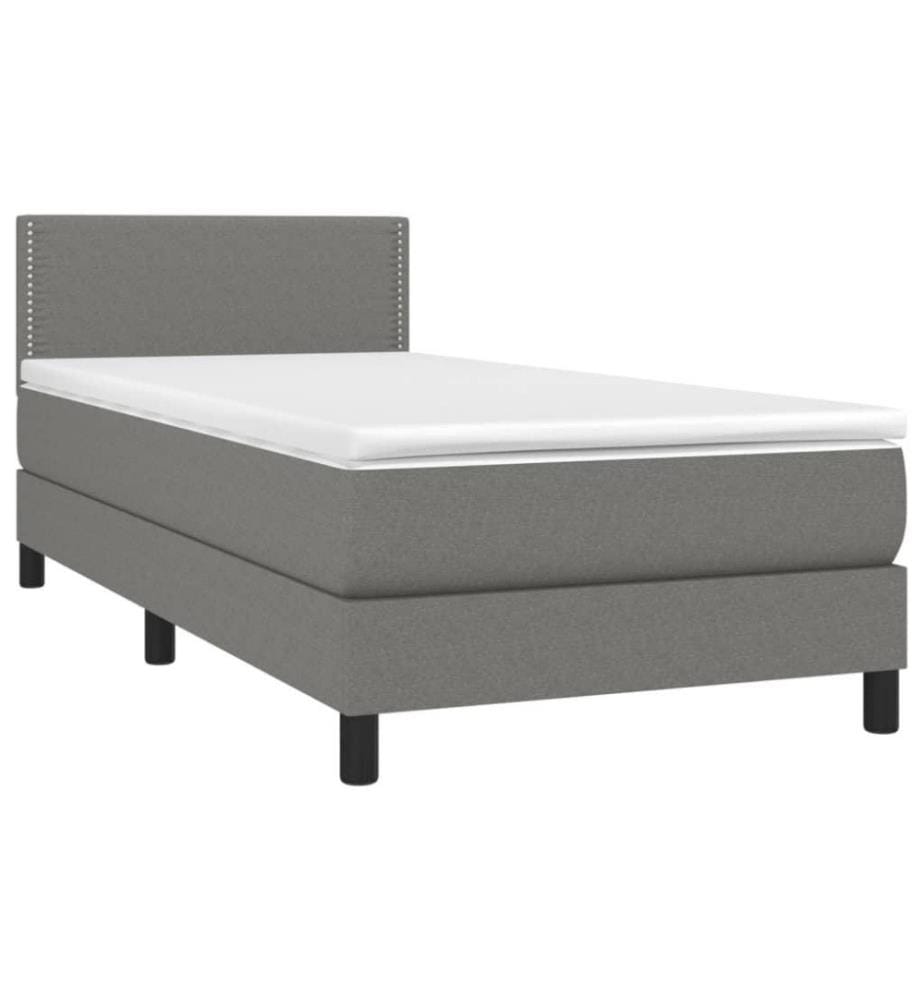 Boxspringbett mit Matratze Dunkelgrau 90x190 cm Stoff