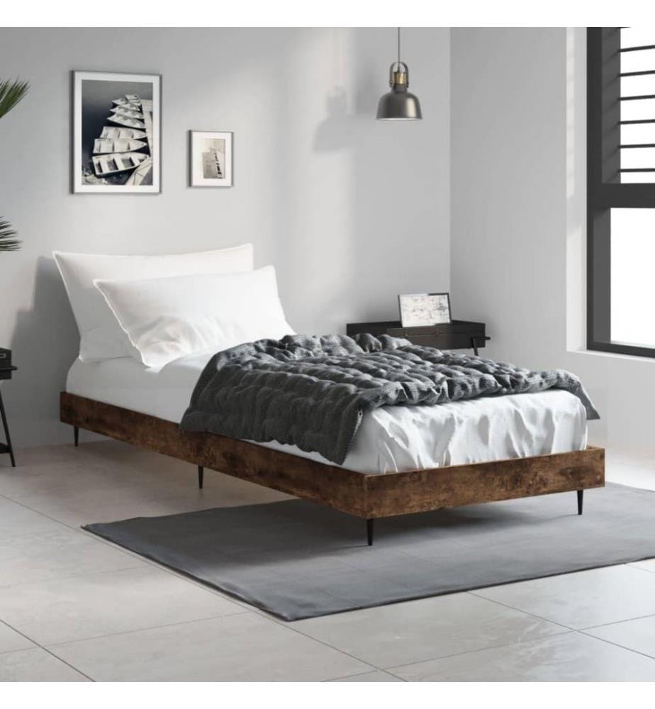 Cadre de lit chêne fumé 75x190 cm bois d'ingénierie