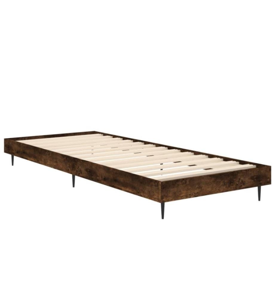 Cadre de lit chêne fumé 75x190 cm bois d'ingénierie
