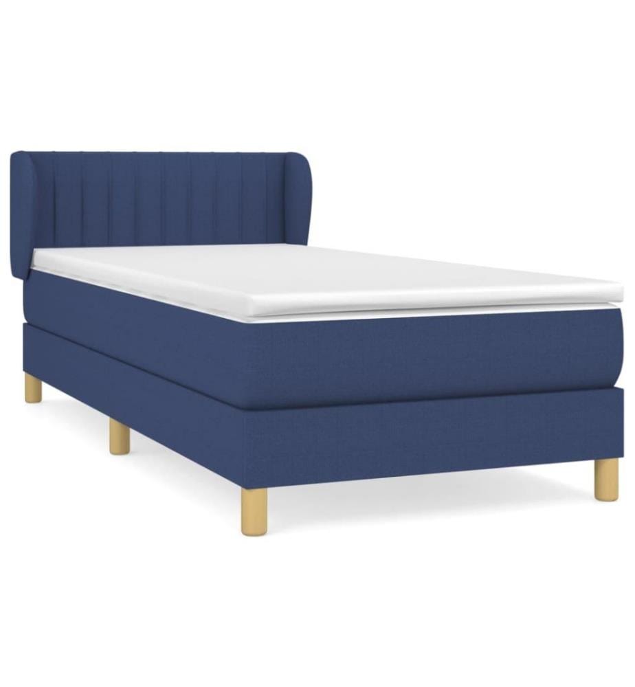 Lit à sommier tapissier avec matelas Bleu 90x190 cm Tissu
