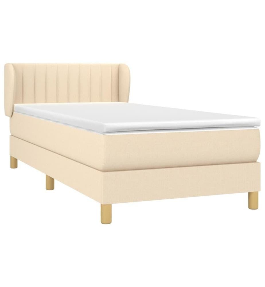 Lit à sommier tapissier et matelas Crème 90x190 cm Tissu
