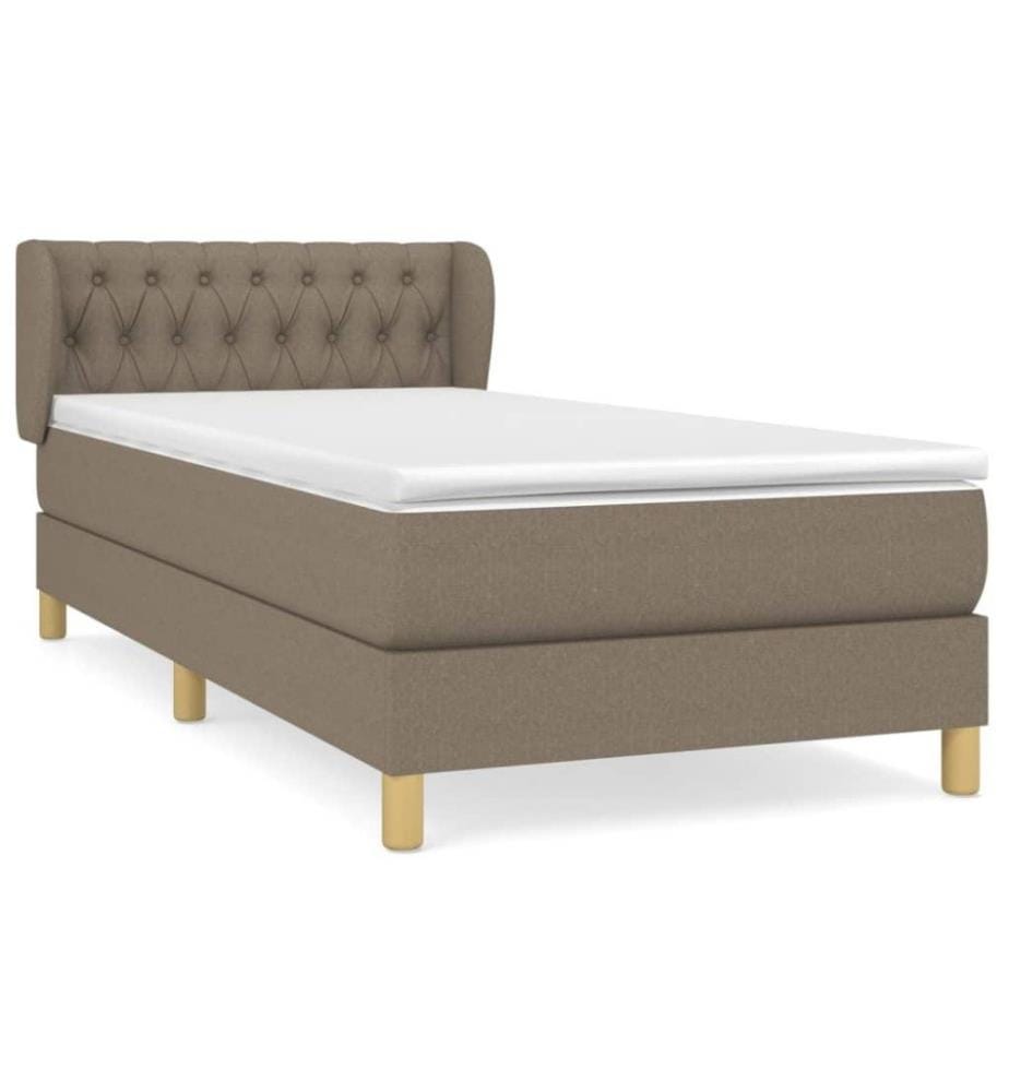 Lit à sommier tapissier avec matelas Taupe 90x190 cm Tissu