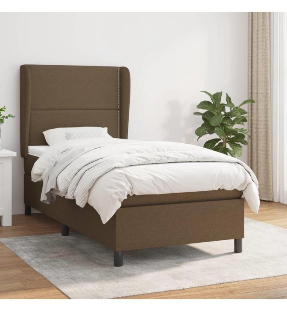 Lit à sommier tapissier avec matelas Marron foncé 90x190 cm