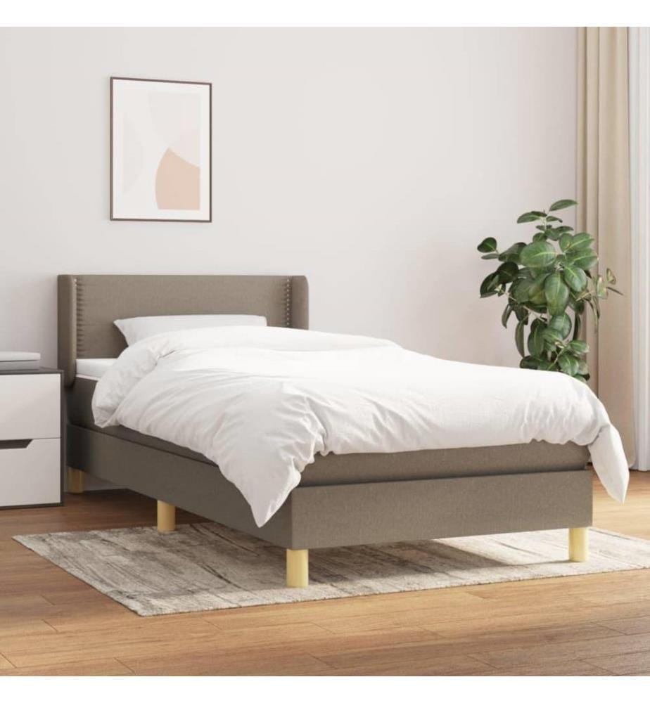 Lit à sommier tapissier avec matelas Taupe 90x200 cm Tissu