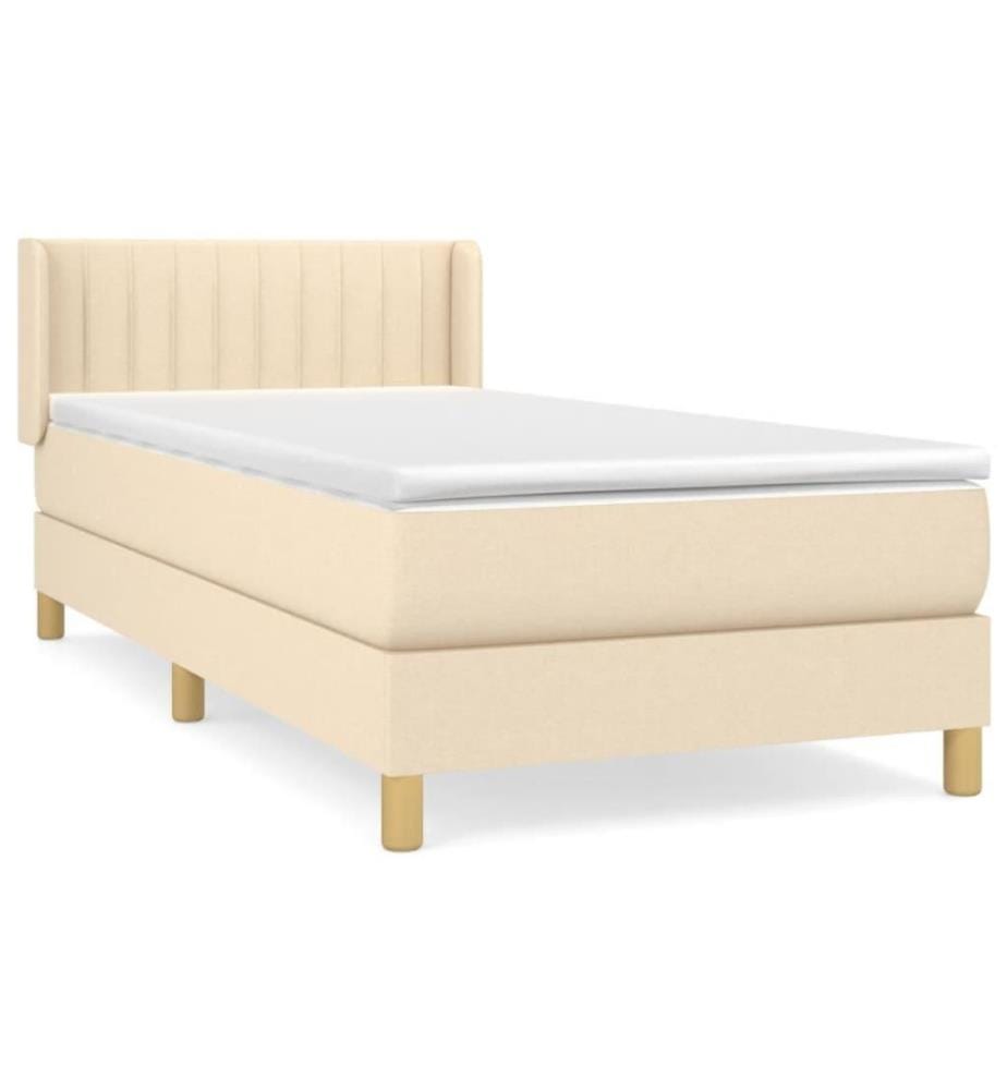 Lit à sommier tapissier et matelas Crème 90x190 cm Tissu