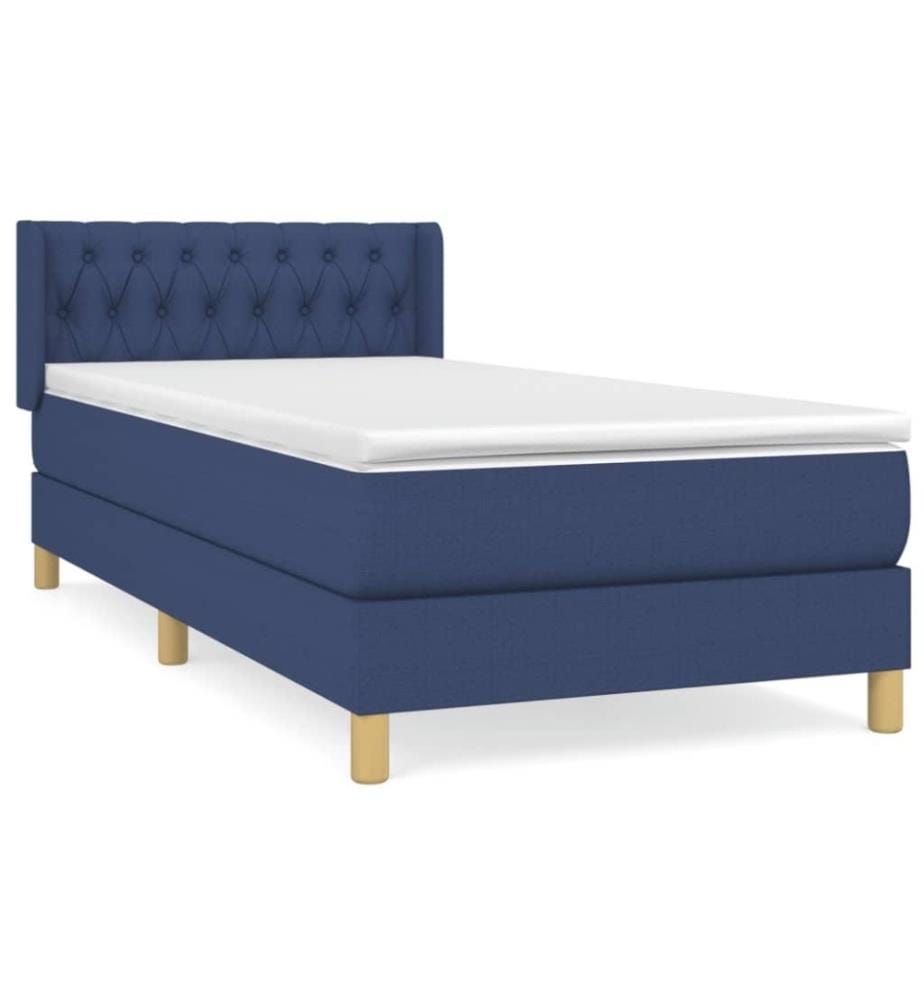 Lit à sommier tapissier avec matelas Bleu 90x190 cm Tissu