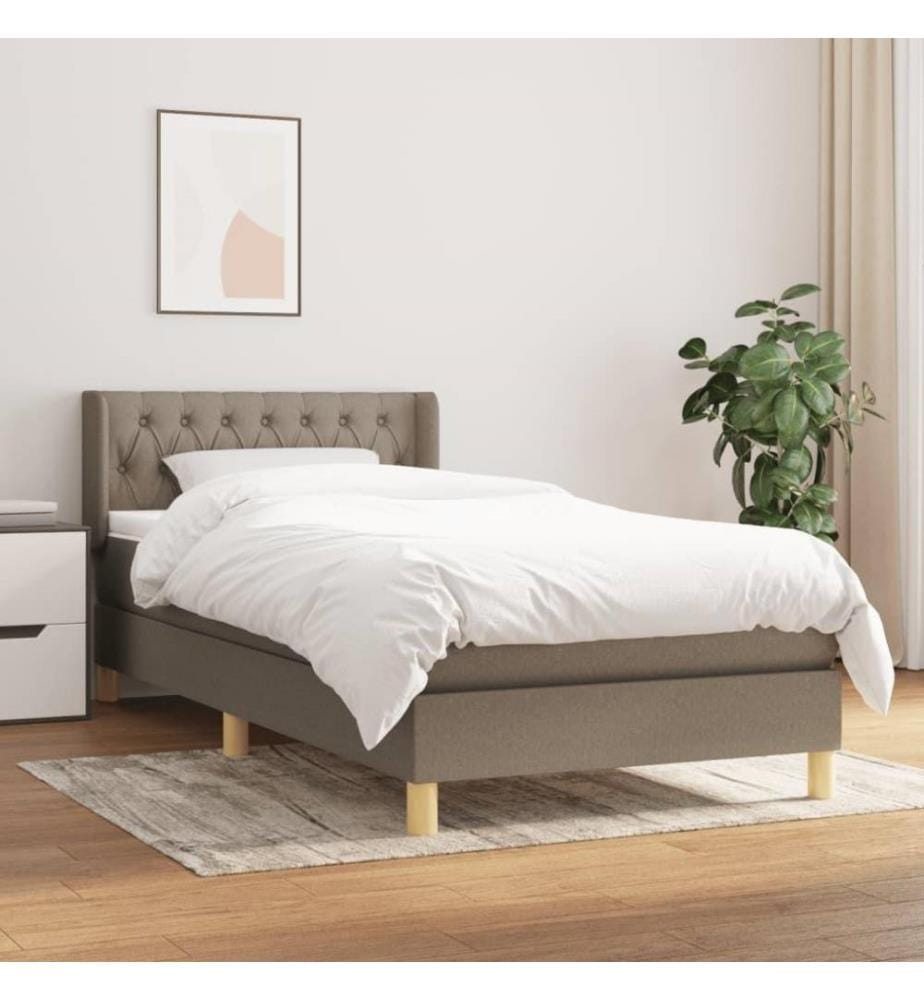 Lit à sommier tapissier avec matelas Taupe 90x190 cm Tissu