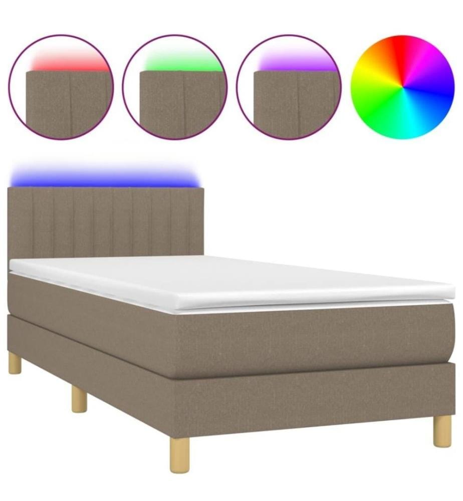 Sommier tapissier avec matelas et LED Taupe 90x190 cm Tissu
