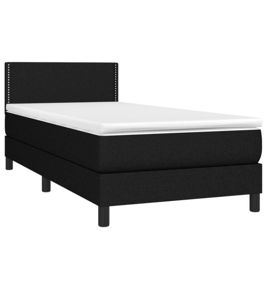 Lit à sommier tapissier avec matelas Noir 90x190 cm Tissu