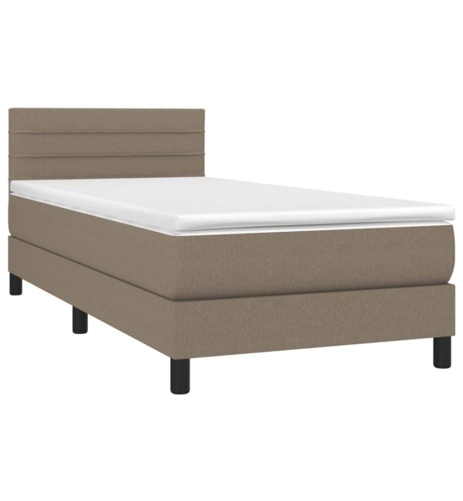 Lit à sommier tapissier avec matelas Taupe 90x200 cm Tissu