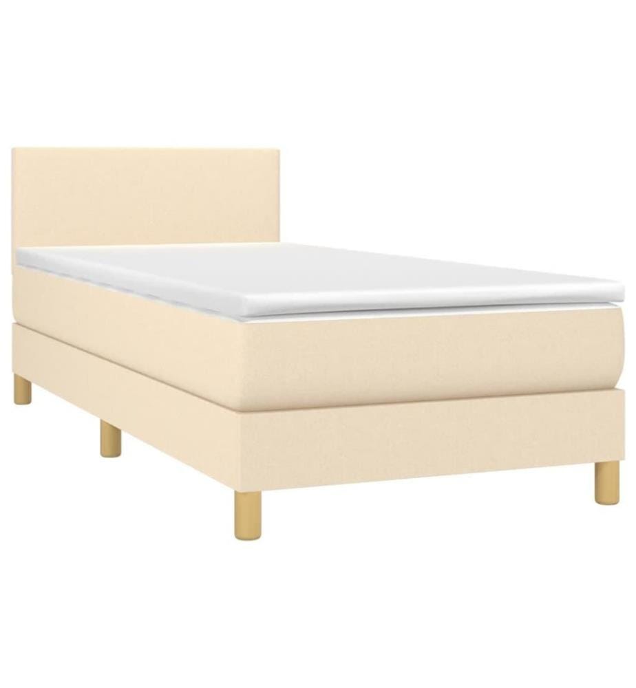 Lit à sommier tapissier et matelas Crème 90x190 cm Tissu