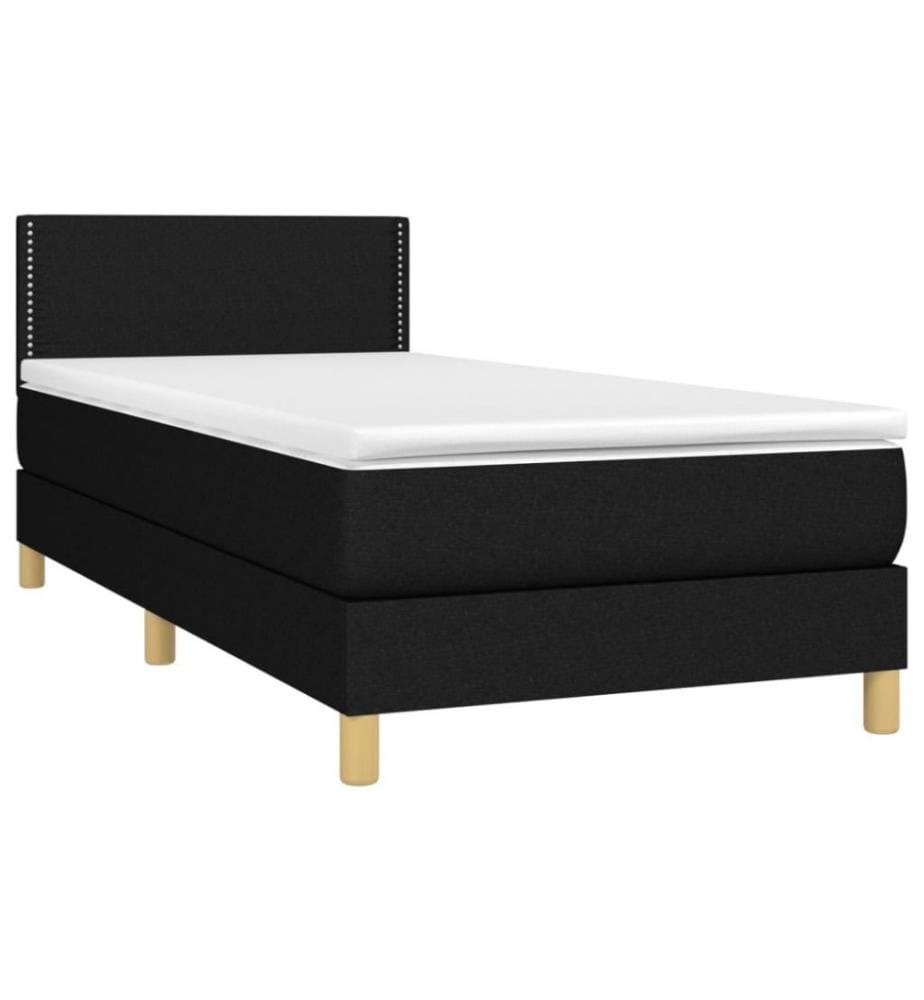 Lit à sommier tapissier avec matelas Noir 90x190 cm Tissu