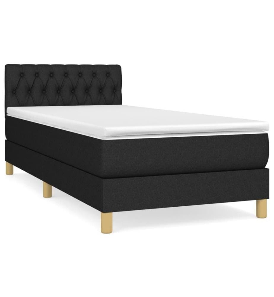 Lit à sommier tapissier avec matelas Noir 90x190 cm Tissu