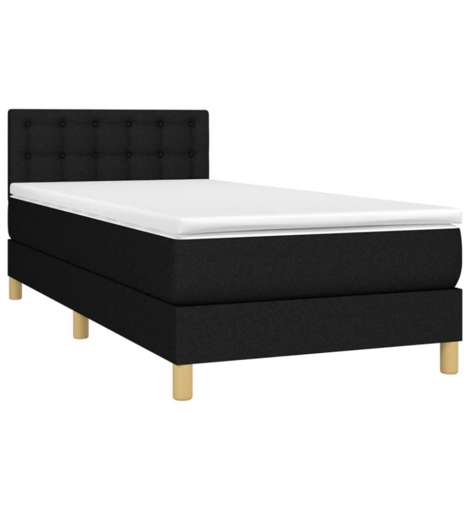 Lit à sommier tapissier avec matelas Noir 90x190 cm Tissu