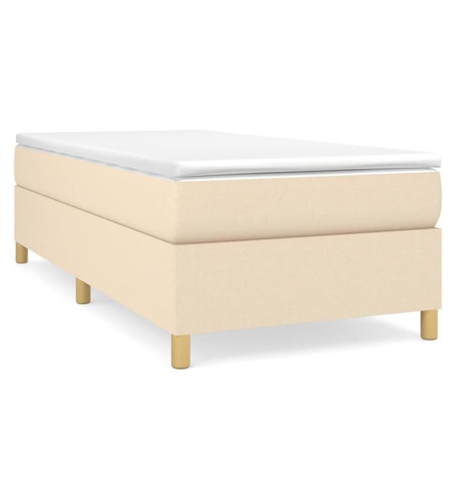 Lit à sommier tapissier et matelas Crème 90x190 cm Tissu
