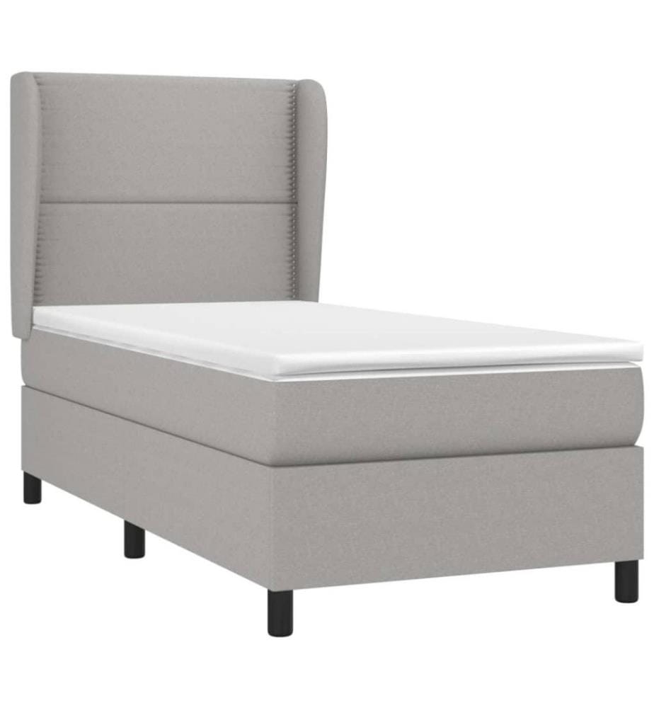 Boxspringbett mit Matratze Hellgrau 90x190 cm Stoff