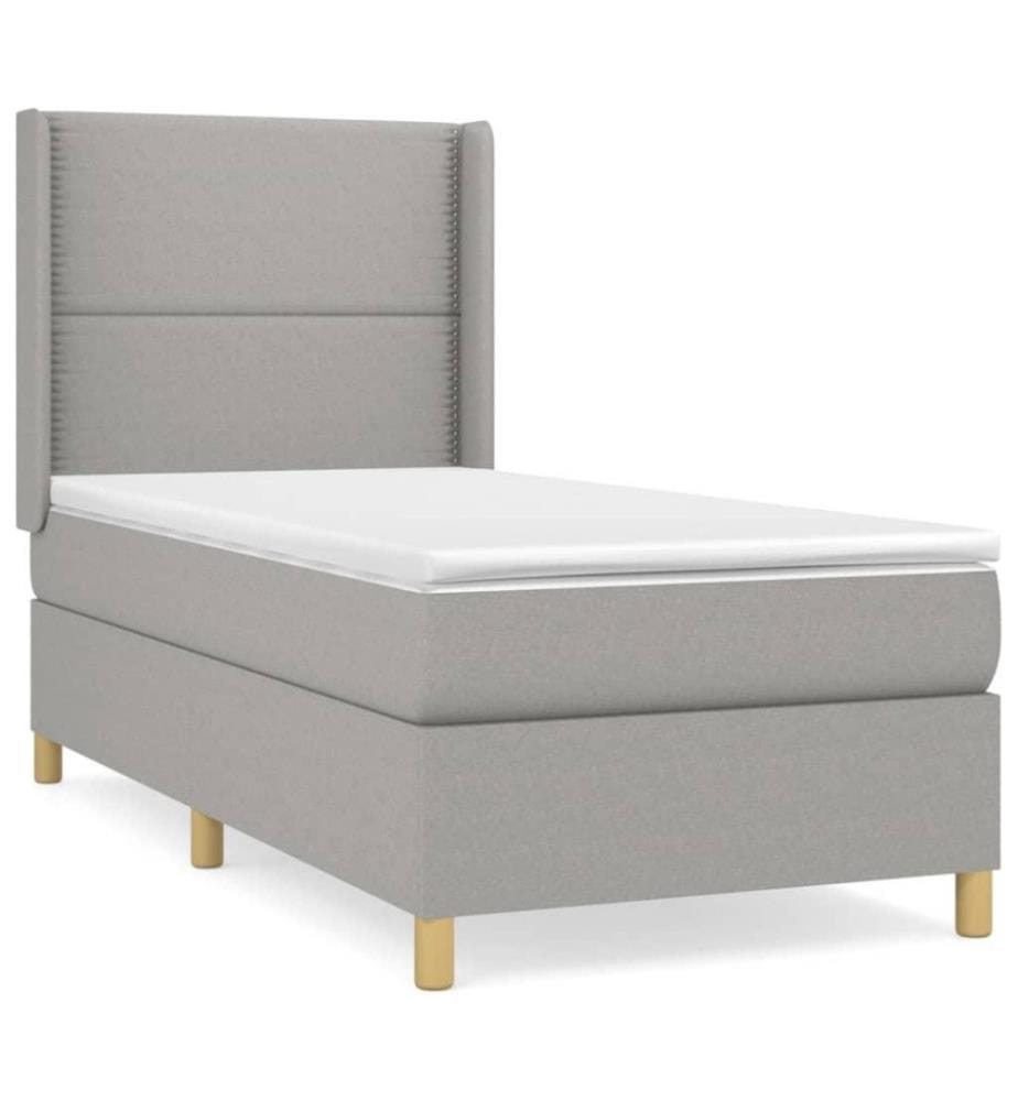 Boxspringbett mit Matratze Hellgrau 90x190 cm Stoff
