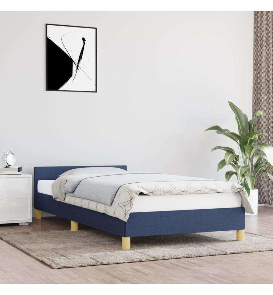 Cadre de lit avec tête de lit Bleu 90x190 cm Tissu