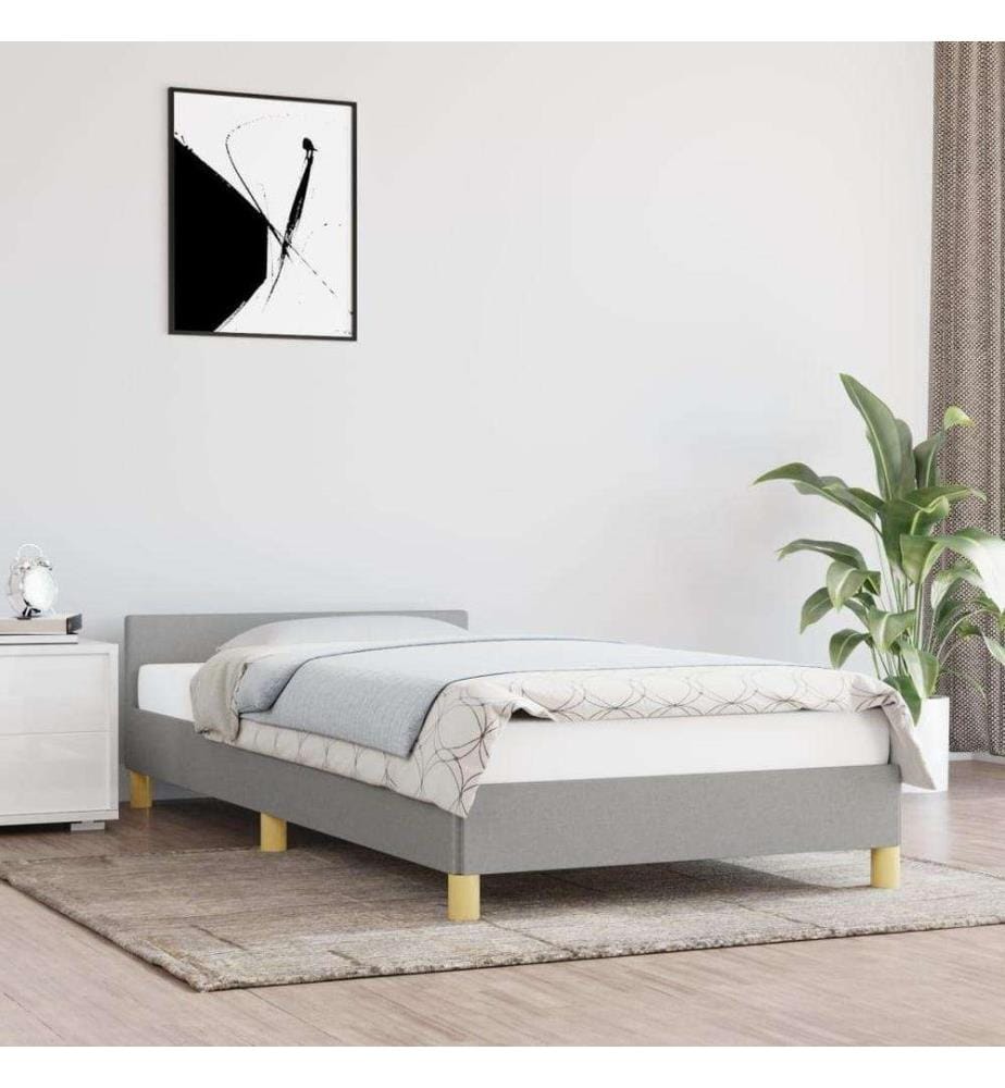 Bettgestell mit Kopfteil Hellgrau 100x200 cm Stoff