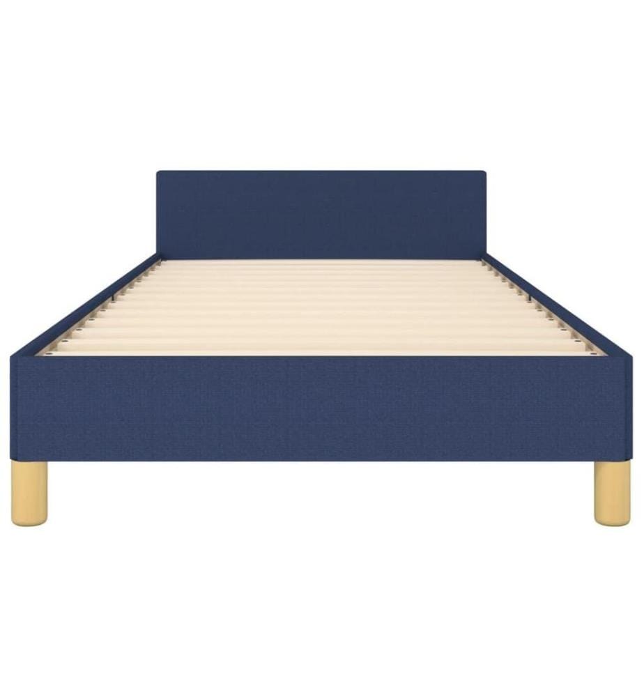 Bettgestell mit Kopfteil Blau 100x200 cm Stoff