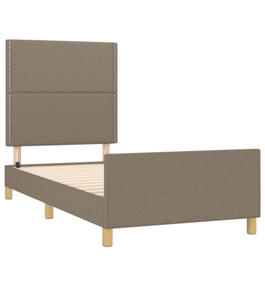 Bettgestell mit Kopfteil Taupe 100x200 cm Stoff