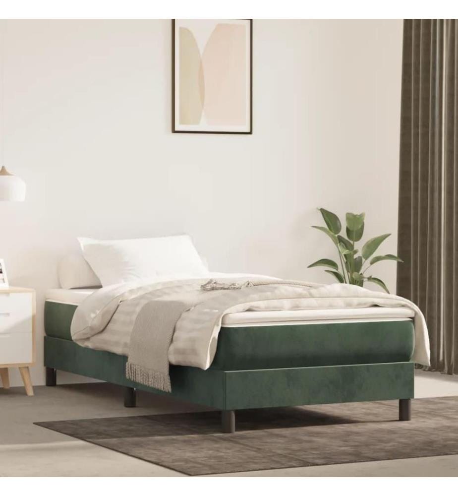 Lit à sommier tapissier avec matelas Vert foncé 90x190 cm
