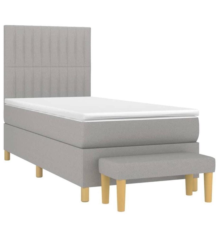 Lit à sommier tapissier avec matelas Gris clair 90x200 cm Tissu
