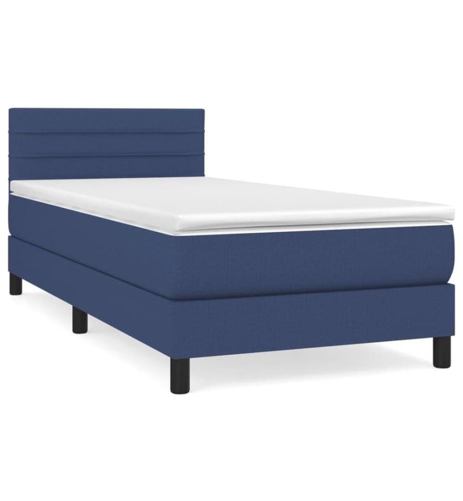 Boxspringbett mit Matratze Blau 100x200 cm Stoff