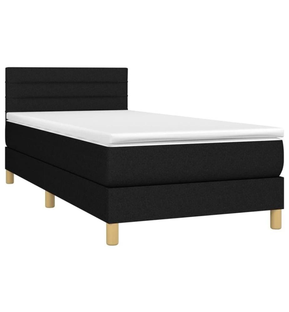 Lit à sommier tapissier avec matelas Noir 90x200 cm Tissu