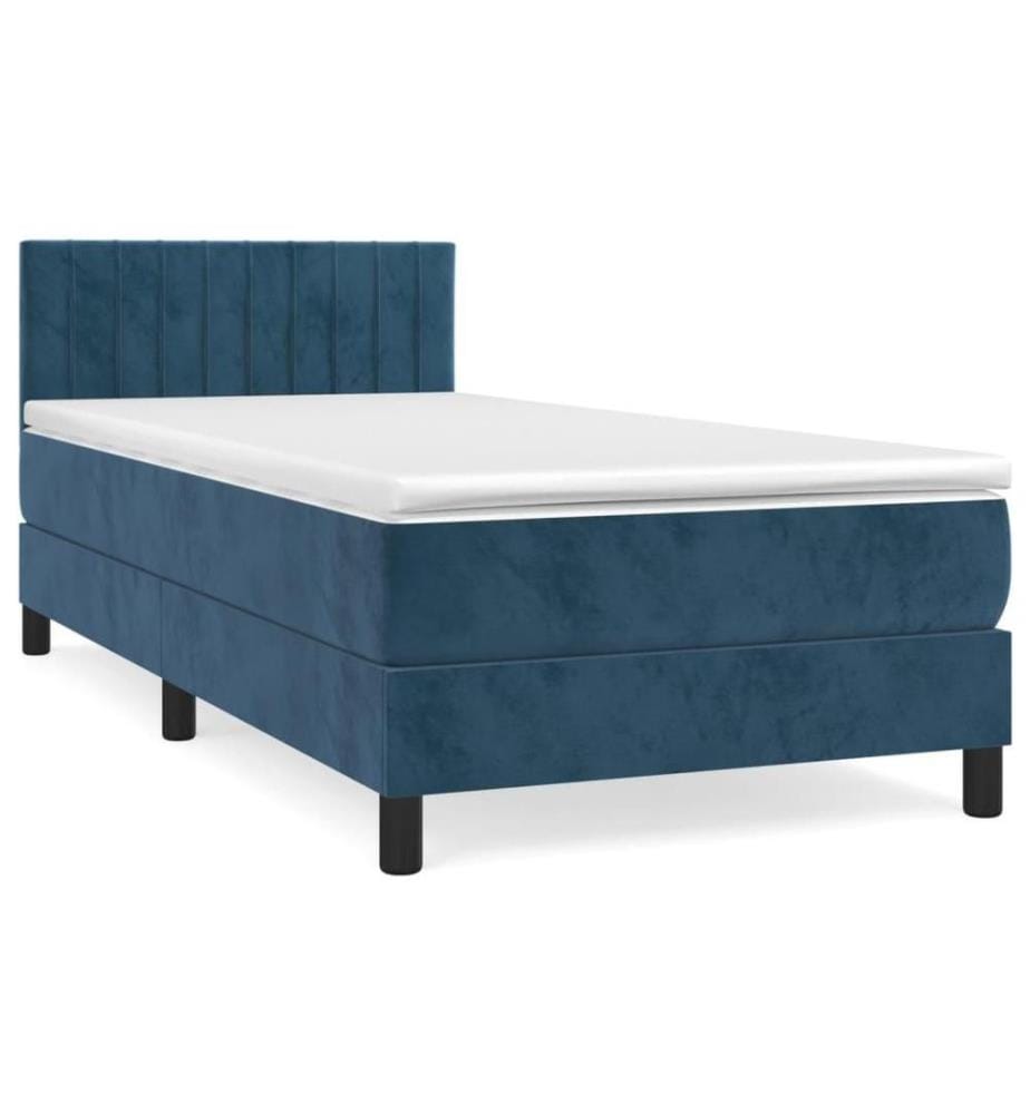 Boxspringbett mit Matratze Dunkelblau 100x200 cm Samt
