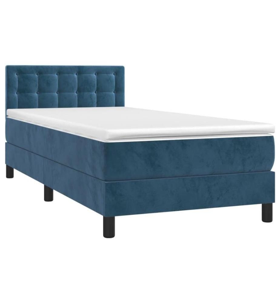 Lit à sommier tapissier avec matelas Bleu foncé 90x200 cm