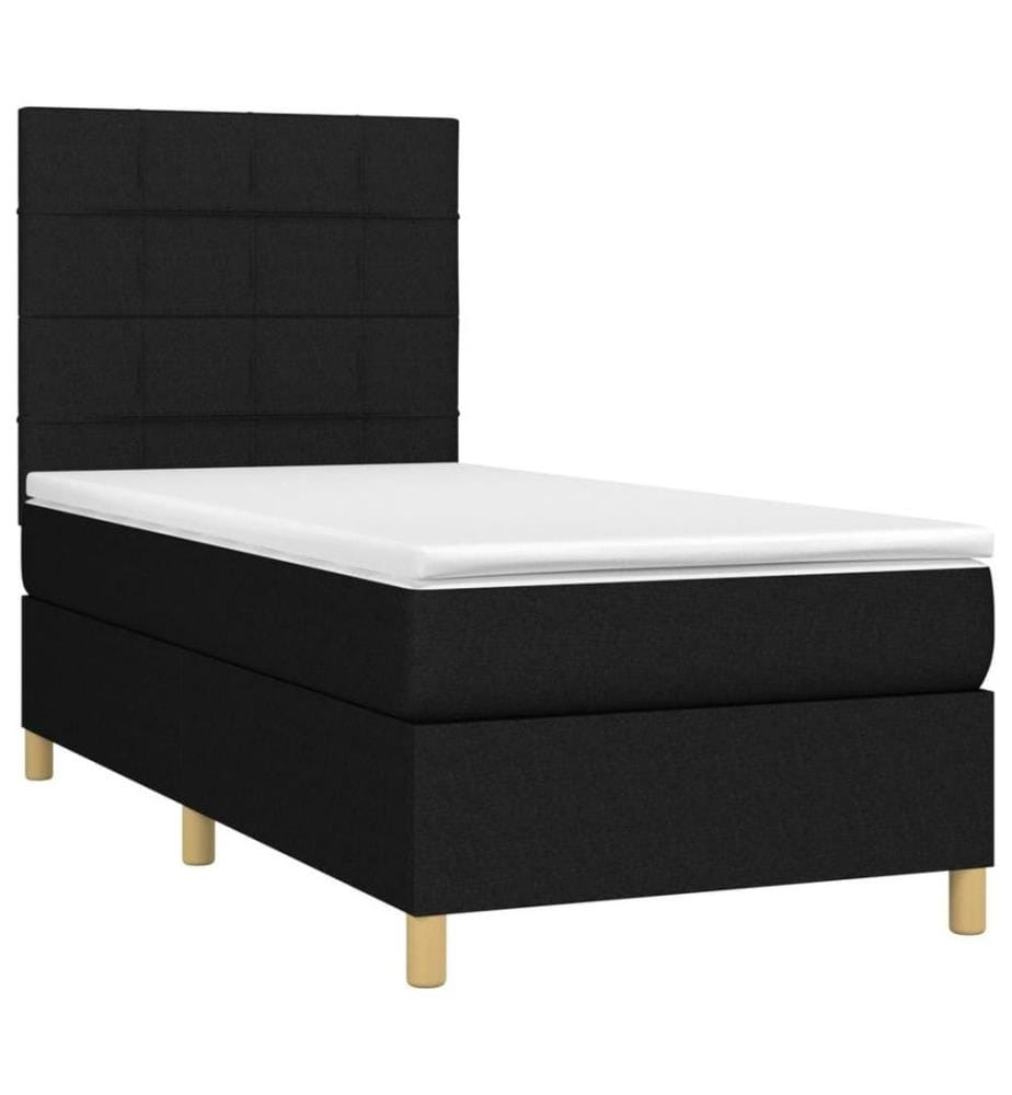 Boxspringbett mit Matratze Schwarz 100x200 cm Stoff