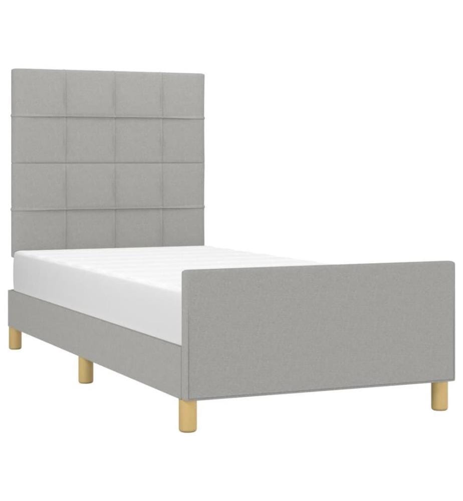 Cadre de lit avec tête de lit Gris clair 90x200 cm Tissu