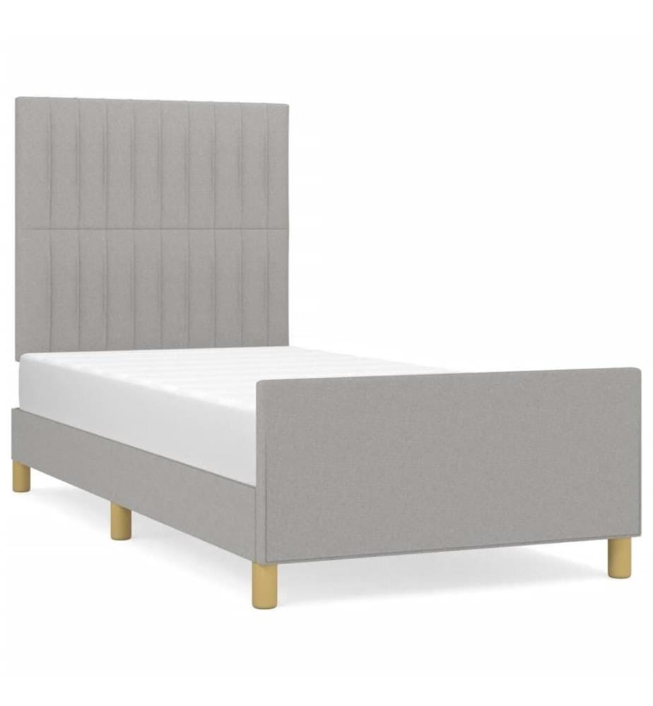 Cadre de lit avec tête de lit Gris clair 90x190 cm Tissu