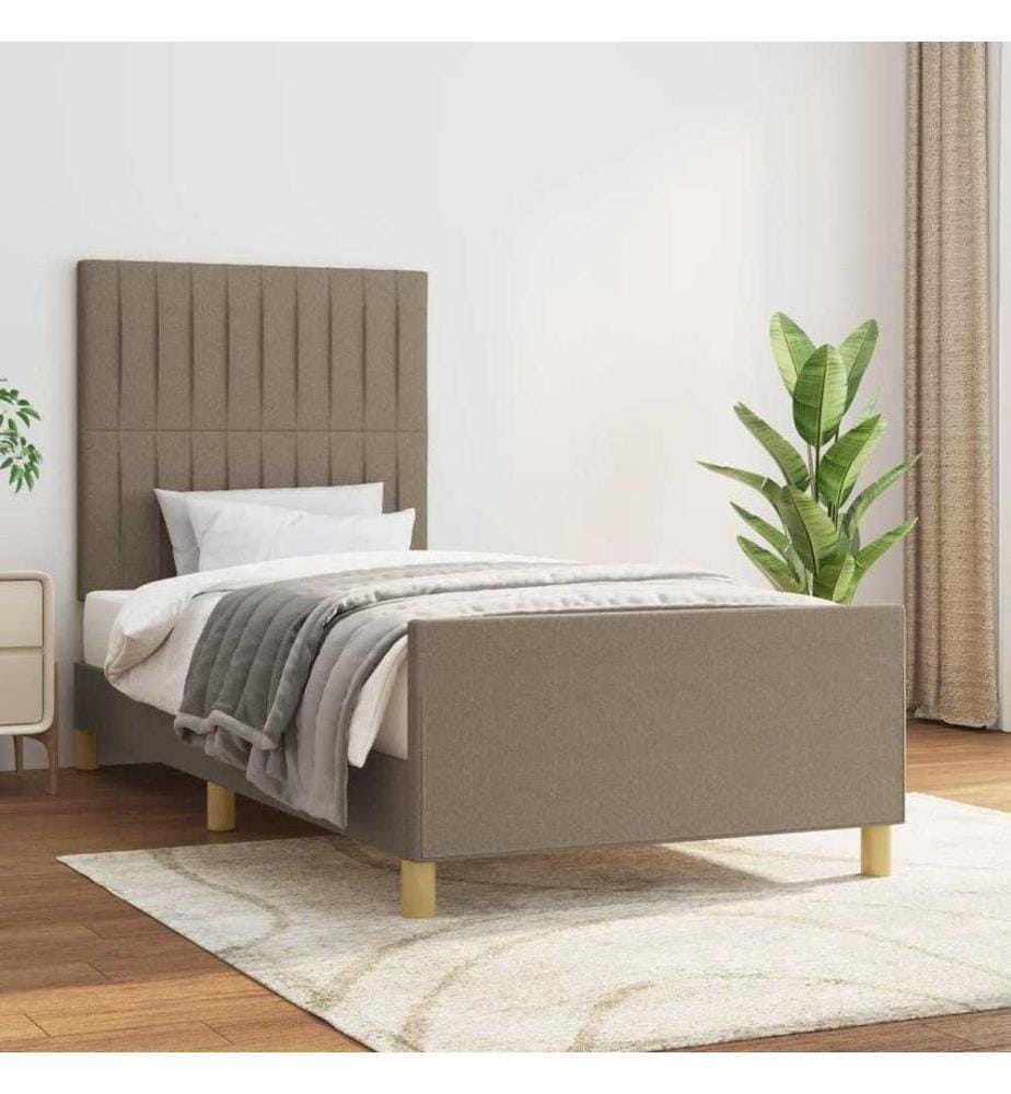 Cadre de lit avec tête de lit Taupe 90x200 cm Tissu