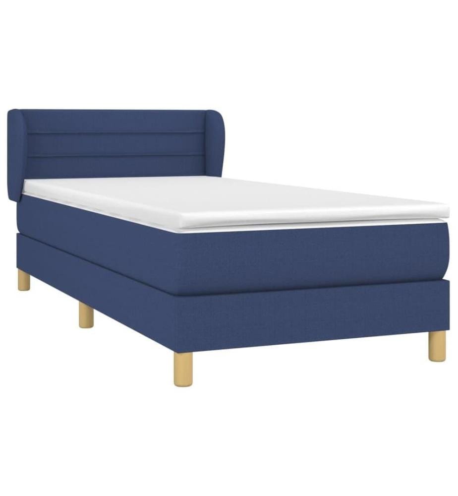 Lit à sommier tapissier avec matelas Bleu 90x200 cm Tissu