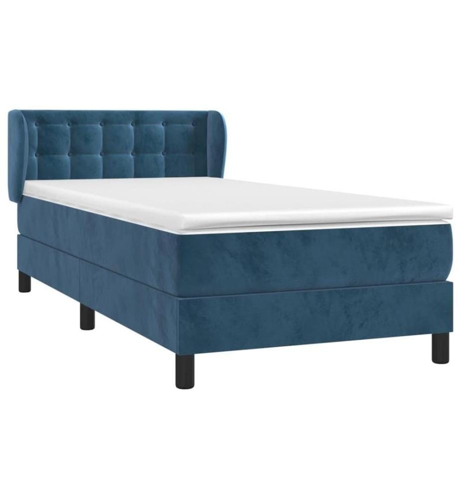 Boxspringbett mit Matratze Dunkelblau 100x200 cm Samt
