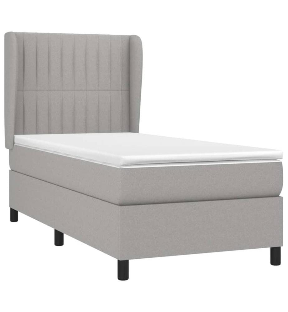 Lit à sommier tapissier avec matelas Gris clair 90x200 cm Tissu