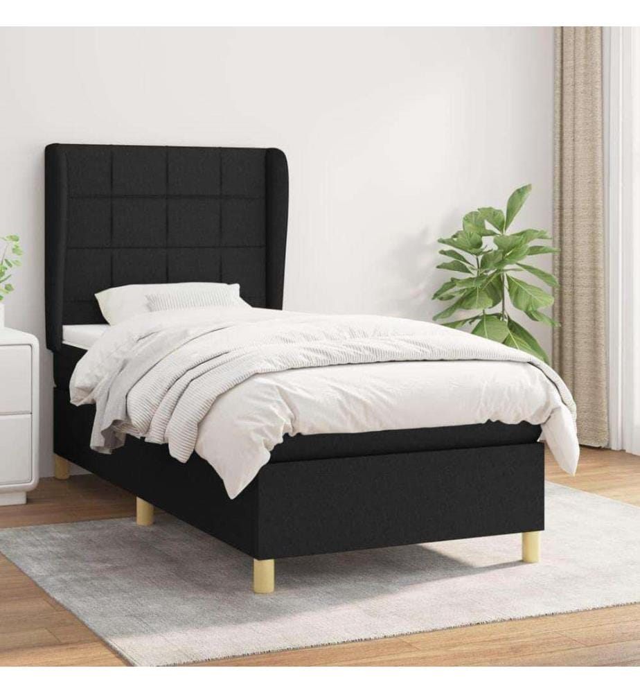 Boxspringbett mit Matratze Schwarz 100x200 cm Stoff