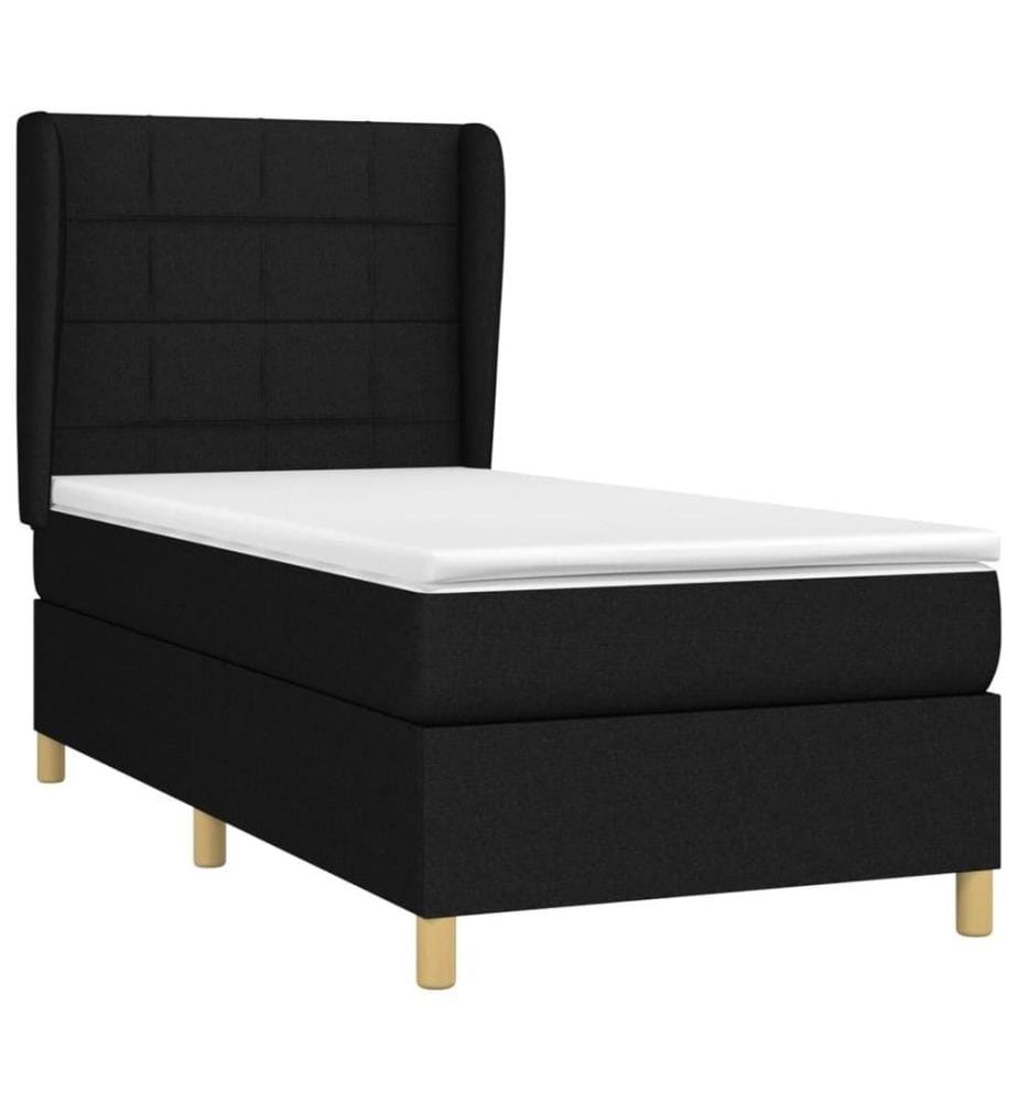 Boxspringbett mit Matratze Schwarz 100x200 cm Stoff