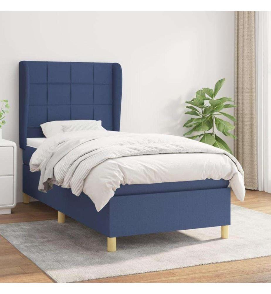 Boxspringbett mit Matratze Blau 100x200 cm Stoff