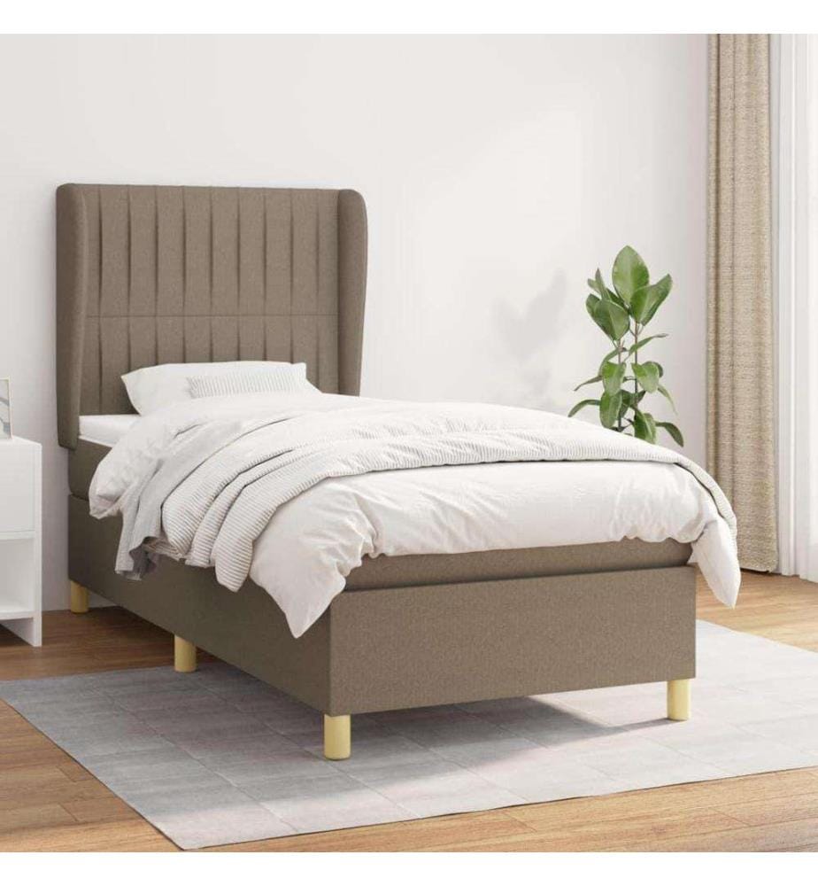 Lit à sommier tapissier avec matelas Taupe 90x200 cm Tissu