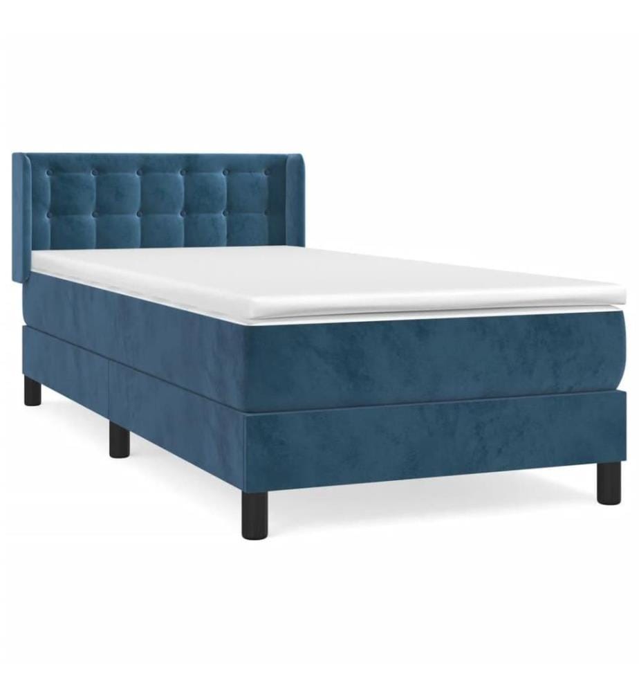 Boxspringbett mit Matratze Dunkelblau 100x200 cm Samt