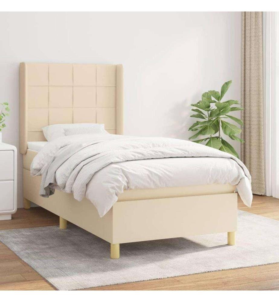 Boxspringbett mit Matratze Creme 80x200 cm Stoff