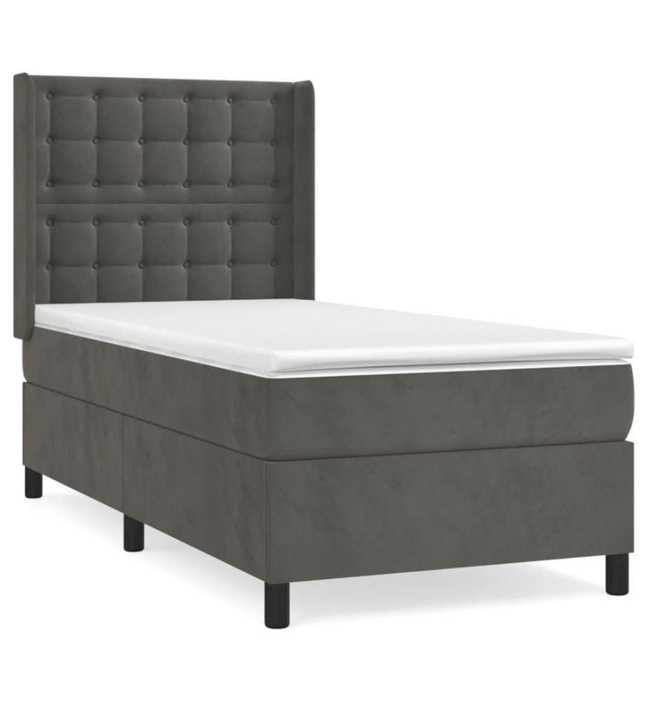 Boxspringbett mit Matratze Dunkelgrau 100x200 cm Samt