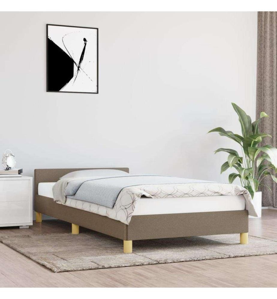 Cadre de lit avec tête de lit Taupe 80x200 cm Tissu